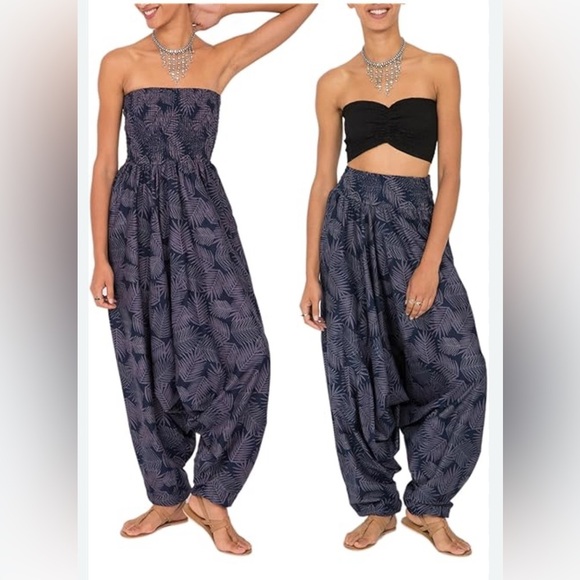 JIBJAAB Bohemian Multicolor Harem  Festival Hippie Wide Leg Pants OS - Picture 2 of 13